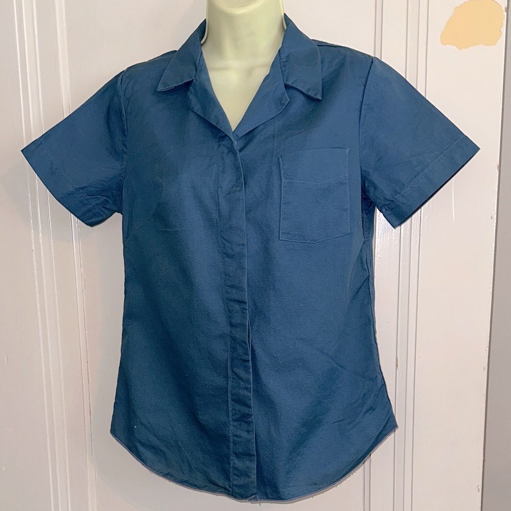 Vintage Anderson Bros‎ Blue Short Sleeve Cotton Short Sleeve Shirt